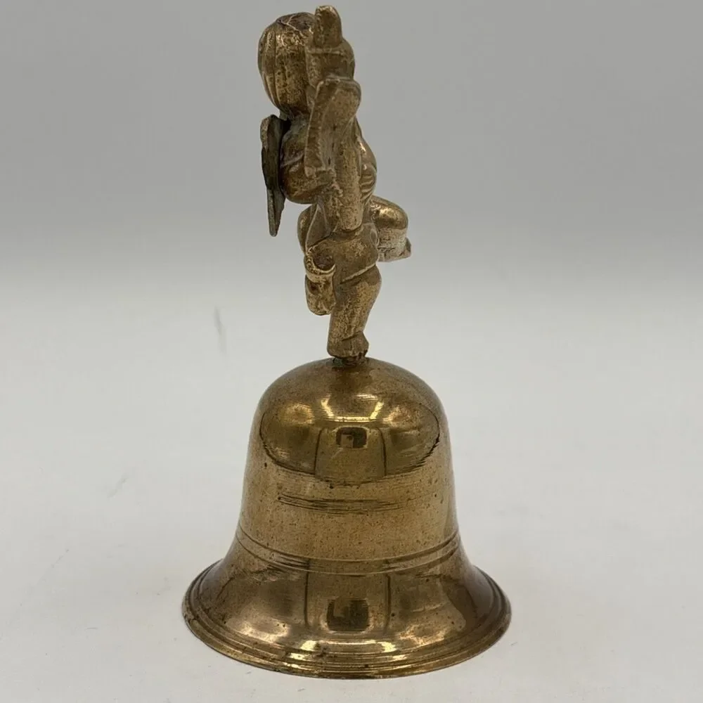 Vintage Brass Cherub Angel Bell Solid Brass Made in India Decorative